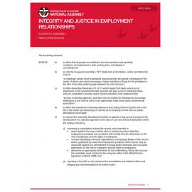 Integrity & justice in employment relationships (Eleventh Assembly)