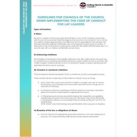 GUIDELINES FOR COUNCILS OF THE CHURCH WHEN IMPLEMENTING THE CODE OF CONDUCT FOR LAY LEADERS